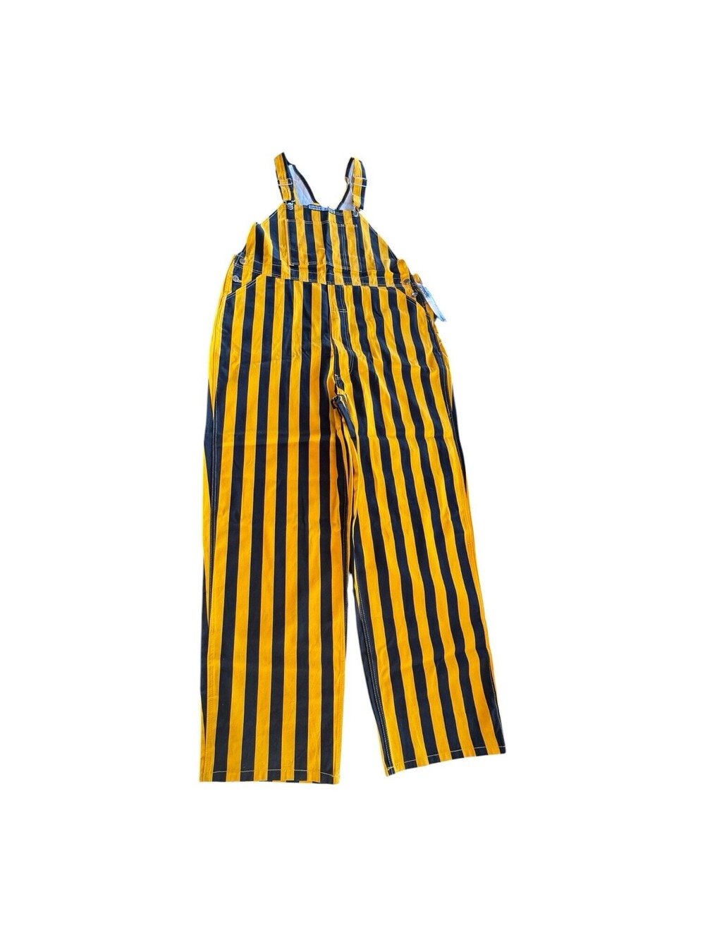 NWT Game Bibs Overalls Yellow Black Stripe Game Day Fan Cotton Sports Men’s XL